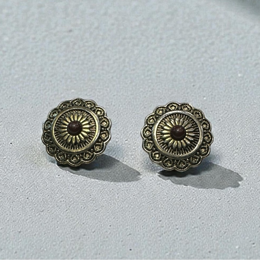 Gold-Tone Western‎ Concho Stud Earrings
